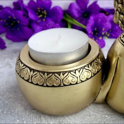 Buddha fyrfadsstage guld (11 cm)