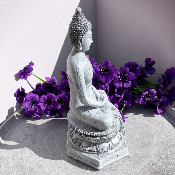18 cm thailandsk gr� buddha set fra siden