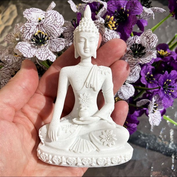Thailandsk hvid Buddha (11 cm)