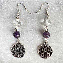 Bjergkrystal/Ametyst reringe med livets blomst