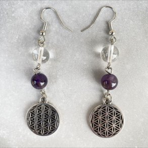 Bjergkrystal/Ametyst reringe med livets blomst