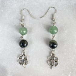 Grn Aventurin/Kambaba reringe med klver