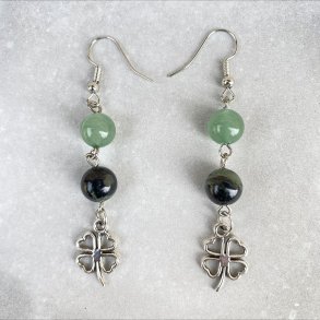 Grn Aventurin/Kambaba reringe med klver