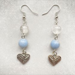 Angelit/Bjergkrystal �reringe med englevinger