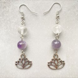 Ametyst Chevron/Bjergkrystal reringe med lotusblomst