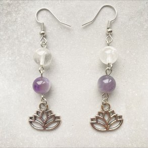 Ametyst Chevron/Bjergkrystal reringe med lotusblomst