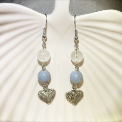 Angelit/Bjergkrystal �reringe med englevinger