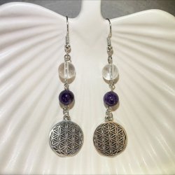 Bjergkrystal/Ametyst reringe med livets blomst