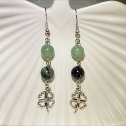 Grn Aventurin/Kambaba reringe med klver