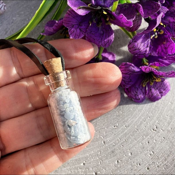 Angelit glasflaske vedhng