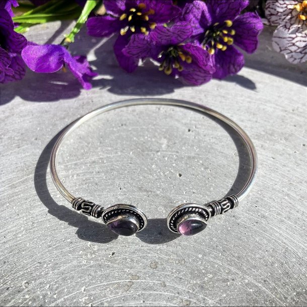 Armbnd med 2 Ametyst, smalt