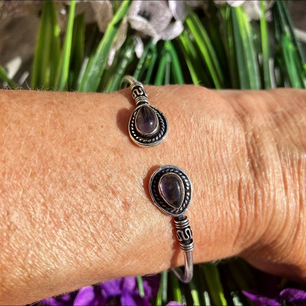 Armbnd med 2 Ametyst, smalt