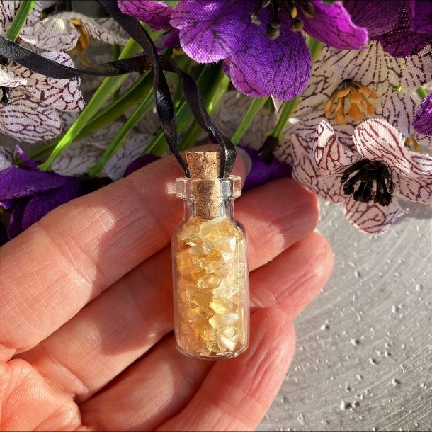 Citrin glasflaske vedhng