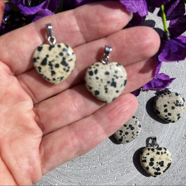 Jaspis Dalmatiner hjerte vedhng