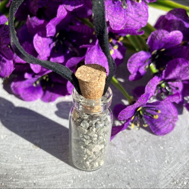 Pyrit glasflaske vedhng