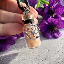 Solsten glasflaske vedhng - Livets Fr