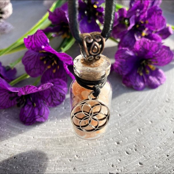 Solsten glasflaske vedhng - Livets Fr