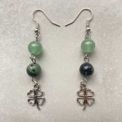 Grn Aventurin/Kambaba reringe med klver