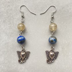 Lapis Lazuli/Rutil kvarts reringe med elefant