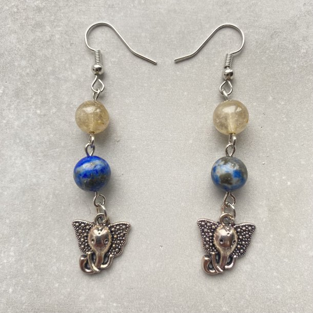 Lapis Lazuli/Rutil kvarts reringe med elefant