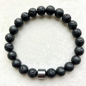 Lavasten armbnd med hmatit perle