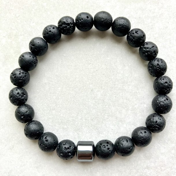 Lavasten armbnd med hmatit perle